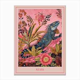 Floral Animal Painting Iguana 3 Poster Canvas Print