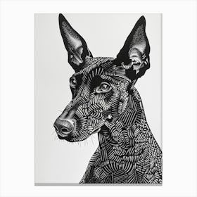 German Pinscher Dog Line Art 1 Canvas Print