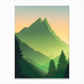 Misty Mountains Vertical Composition In Green Tone 163 Canvas Print