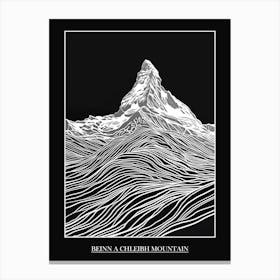 Beinn A Chleibh Mountain Line Drawing 2 Poster Canvas Print