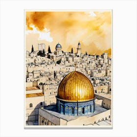Dome Of The Rock watercolor 1 Canvas Print