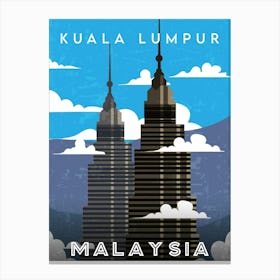 Kuala Lumpur, Malaysia — Retro travel minimalist poster Canvas Print