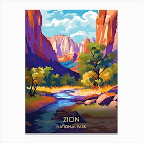 Zion National Park Travel Poster Illustration Style 1 Canvas Print