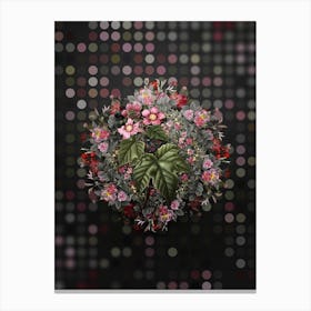 Vintage Purple Flowered Raspberry Flower Wreath on Dot Bokeh Pattern n.0104 Canvas Print