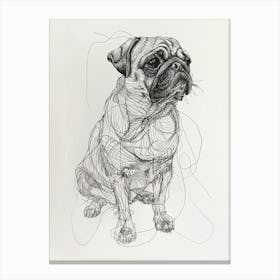 Pug Dog Line Sketch 2 Canvas Print