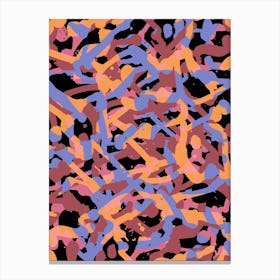 Blue Brown And Pink Dribbles Canvas Print