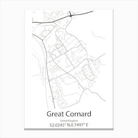 Great Cornard,United Kingdom Minimalist Map Stampe su tela