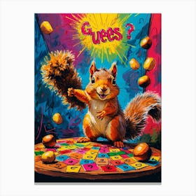 Squirrel On A Board Game Canvas Print