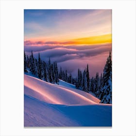 Livigno, Italy Sunrise Skiing Poster Canvas Print