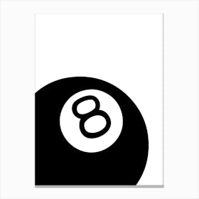 8 Ball Black And White Canvas Print