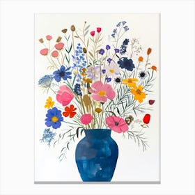 Wildflowers In A Blue Vase Canvas Print