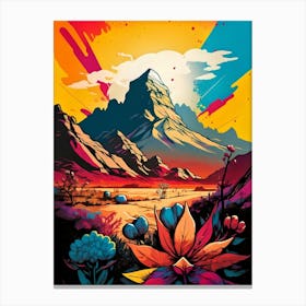 Mountains And Flowers Canvas Print