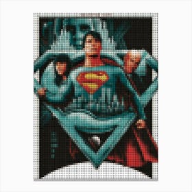 Superman In A Pixel Dots Art Style Canvas Print