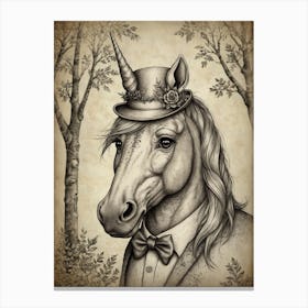 Unicorn In Tuxedo Canvas Print