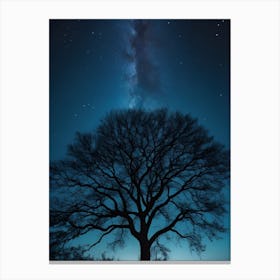 Tree In The Night Sky 4 Canvas Print