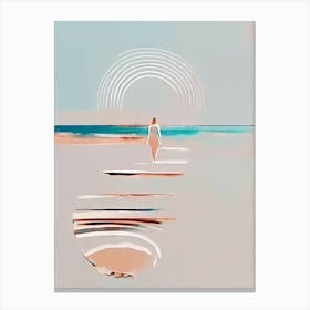 Woman Taking A Walk At The Beach - Abstract Minimal Boho Beach Canvas Print
