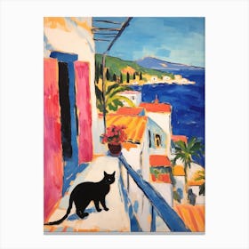 Painting Of A Cat In Kusadasi Turkey 1 Canvas Print