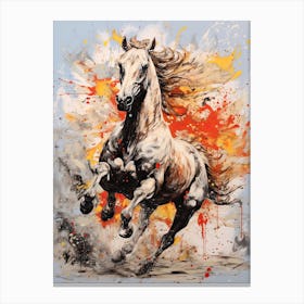 A Horse Painting In The Style Of Spattering 1 Canvas Print