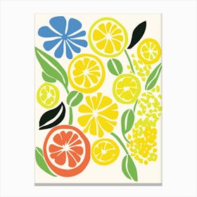 Lemons And Leaves Canvas Print