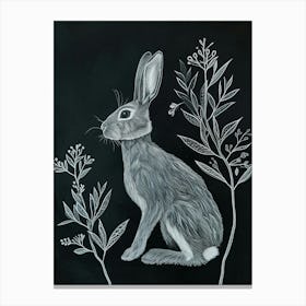 Silver Marten Rabbit Minimalist Illustration 4 Canvas Print