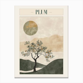 Plum Tree Minimal Japandi Illustration 4 Poster Canvas Print