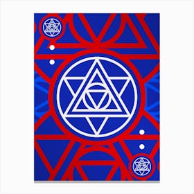 Geometric Abstract Glyph in White on Red and Blue Array n.0004 Canvas Print