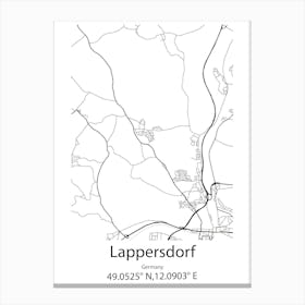 Lappersdorf,Germany Minimalist Map Canvas Print