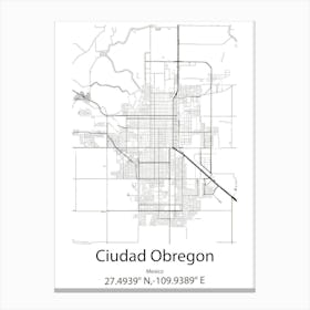 Ciudad Obregon,Mexico Minimalist Map Canvas Print