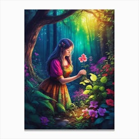 Dreamshaper V7 A Beautiful 27yearold Woman Is Gardening In The 3 Canvas Print
