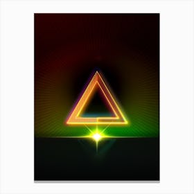 Neon Geometric Glyph in Watermelon Green and Red on Black n.0015 Canvas Print