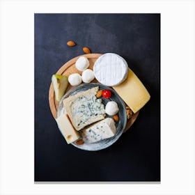 Cheese board — Food kitchen poster/blackboard, photo art Canvas Print