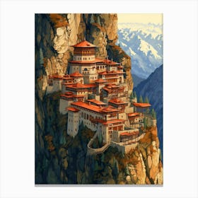 Sumela Monastery Pixel Art 2 Canvas Print