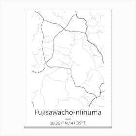 Fujisawacho Niinuma,Japan Minimalist Map Canvas Print