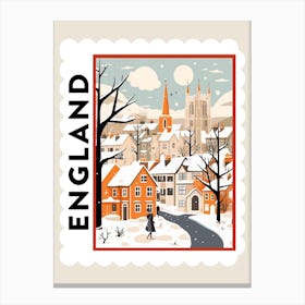 Retro Winter Stamp Poster Canterbury United Kingdom 2 Canvas Print