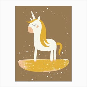 Unicorn On A Surfboard Muted Pastels 2 Canvas Print