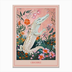 Floral Animal Painting Crocodile 2 Poster Canvas Print