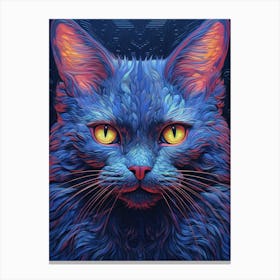 Neon Cat Portrait Canvas Print