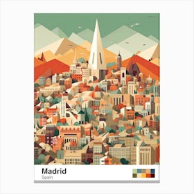 Madrid, Spain, Geometric Illustration 2 Poster Canvas Print