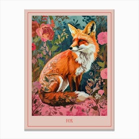 Floral Animal Painting Fox 4 Poster Canvas Print