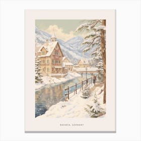 Vintage Winter Poster Bavaria Germany 2 Canvas Print