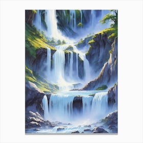 Beautiful Waterfall Formed By Melting Glaciers Canvas Print