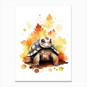 Turtle Watercolour In Autumn Colours 0 Canvas Print