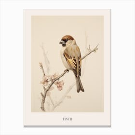 Vintage Bird Drawing Finch 2 Poster Canvas Print
