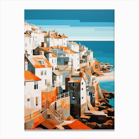 Abstract Illustration Of St Ives Bay Cornwall Orange Hues 2 Canvas Print