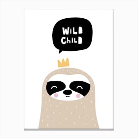 Scandi Wild Child Sloth Canvas Print