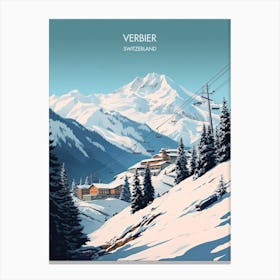 Poster Of Verbier   Switzerland, Ski Resort Illustration 3 Canvas Print