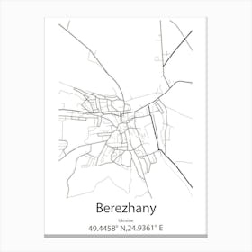 Berezhany,Ukraine Minimalist Map Stampe su tela