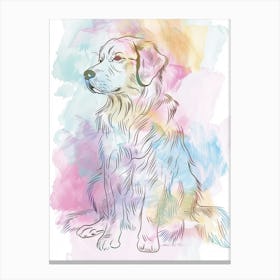 Golden Retriever Dog Pastel Line Watercolour Illustration  4 Canvas Print