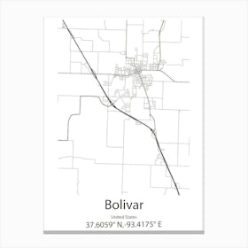 Bolivar,United States Minimalist Map Canvas Print