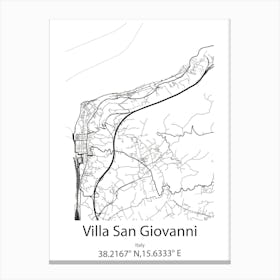 Villa San Giovanni,Italy Minimalist Map Canvas Print